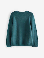 Teal Blue With Stag Textured Crew Jumper (3-16yrs) - Image 2 of 3