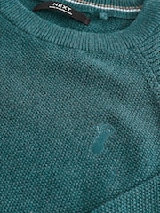 Teal Blue With Stag Textured Crew Jumper (3-16yrs) - Image 3 of 3