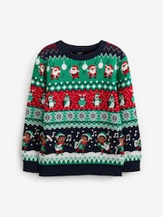 Multi Elf Fairisle Pattern Knitted Boys Christmas Cotton Jumper (3mths-16yrs) - Image 5 of 7