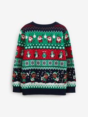 Multi Elf Fairisle Pattern Knitted Boys Christmas Cotton Jumper (3mths-16yrs) - Image 6 of 7
