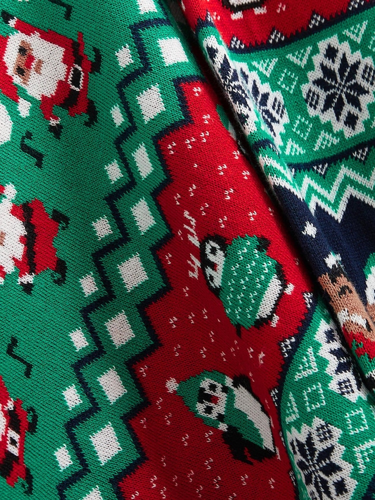 Multi Elf Fairisle Pattern Knitted Boys Christmas Cotton Jumper (3mths-16yrs) - Image 7 of 7