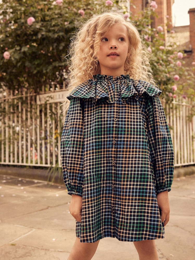 Blau/Grün - Cape Collar Check Dress (3-16yrs) - Bild 1 von 4