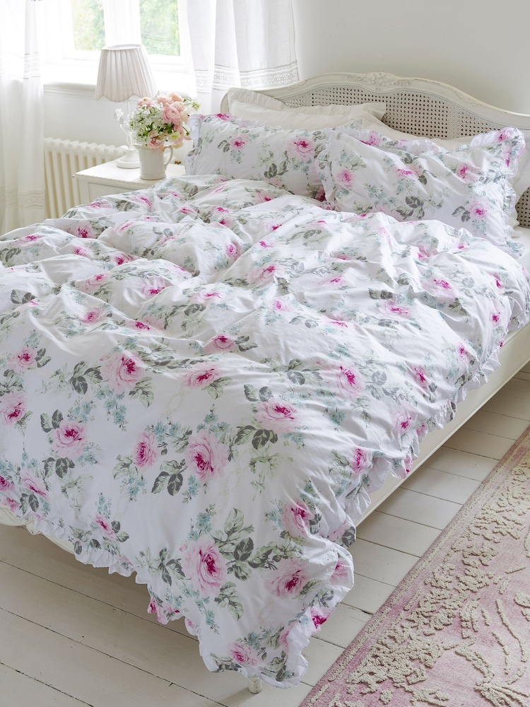 Shabby Chic by Rachel Ashwell® Royal Bouquet Pink Ruffle 200 Thread Count Duvet Cover and Pillowcase Set - Image 1 of 4
