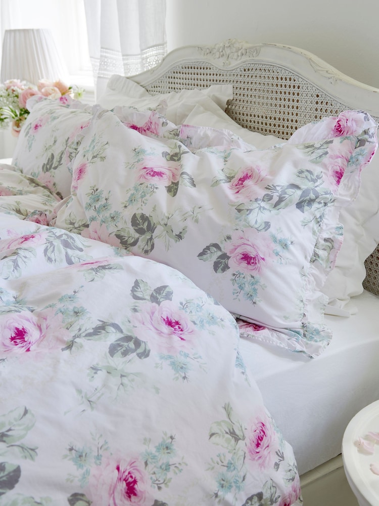 Shabby Chic by Rachel Ashwell® Royal Bouquet Pink Ruffle 200 Thread Count Duvet Cover and Pillowcase Set - Image 2 of 4