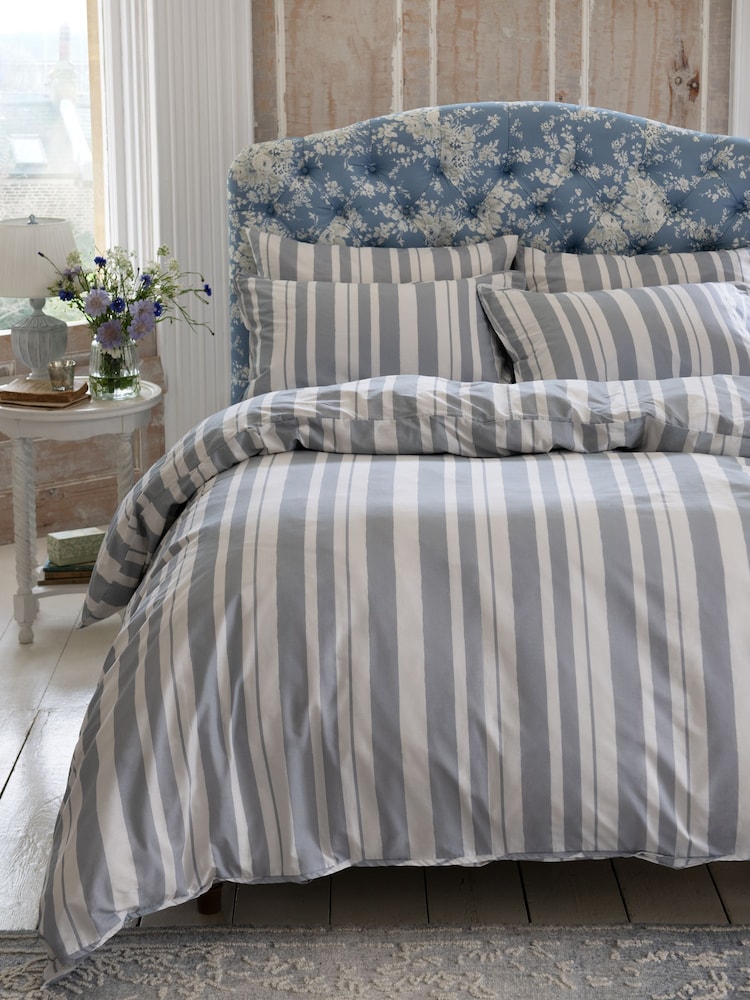 Shabby Chic by Rachel Ashwell® Watercolour Stripe Flat Piped Duvet Cover and Pillowcase Set - Image 1 of 4