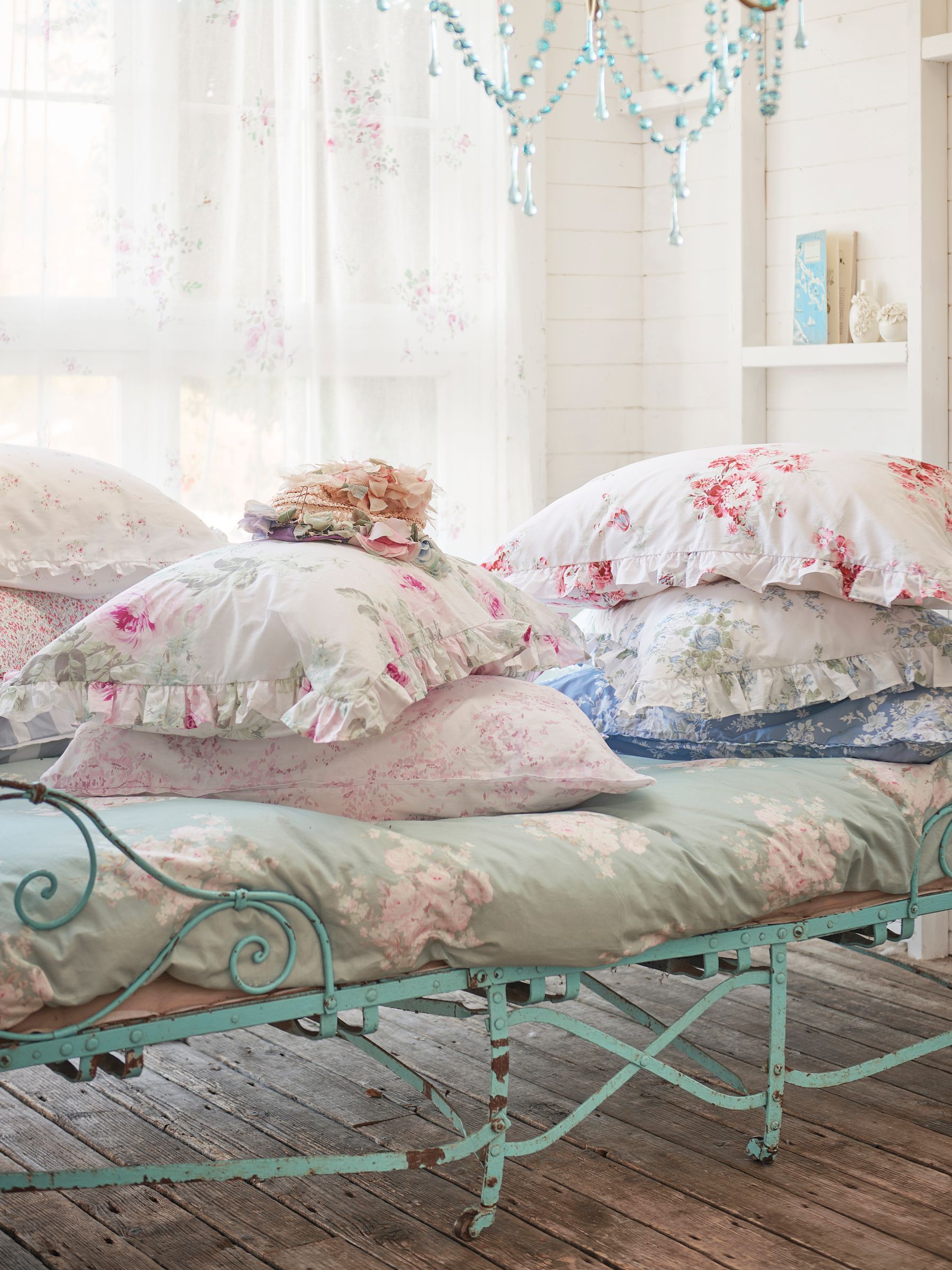Buy Shabby Chic by Rachel Ashwell Rose Blossom Aqua 200 Thread Count 100 Cotton Ruffle Duvet Cover and Pillowcase Set from the Next UK online shop