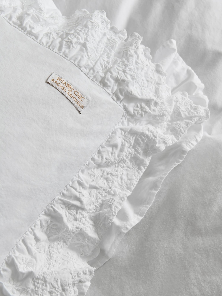 Shabby Chic by Rachel Ashwell® White Broderie Anglaise Ruffle Duvet Cover and Pillowcase Set - Image 3 of 4