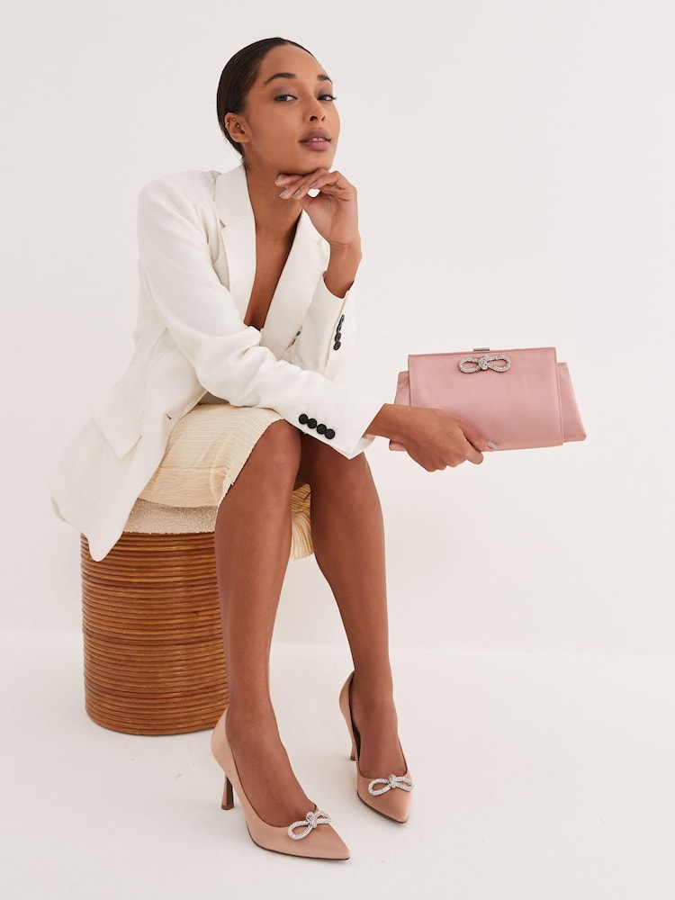 Nude Pink Forever Comfort® Bow Trim Curvy Heel Court Shoes - Image 10 of 11