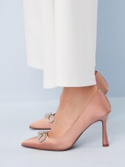 Nude Pink Forever Comfort® Bow Trim Curvy Heel Court Shoes - Image 2 of 11
