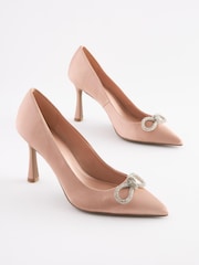 Nude Pink Forever Comfort® Bow Trim Curvy Heel Court Shoes - Image 6 of 11