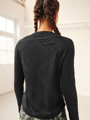 Black Next Active Long Sleeve Jacquard Geo Sport Top - Image 3 of 6