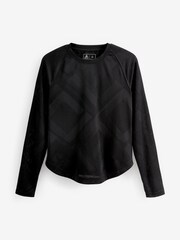 Black Next Active Long Sleeve Jacquard Geo Sport Top - Image 5 of 6