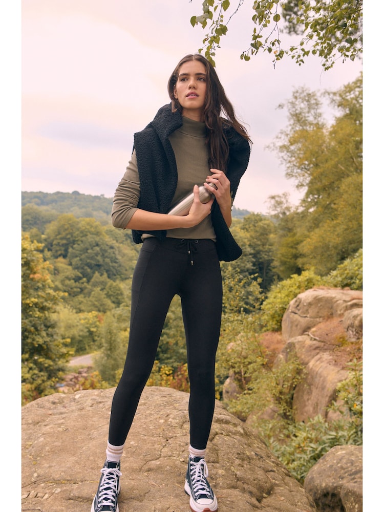 Black Elements Outdoor Fleece Lined Warm Handle Leggings - Image 1 of 8