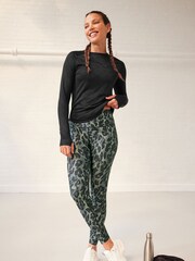 Khaki Green Animal Active High Rise Sports Sculpting Leggings - Image 1 of 7