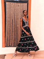 Monsoon Wide Strap Motif Embroidered Maxi Cami Dress - Image 1 of 5