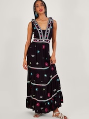 Monsoon Wide Strap Motif Embroidered Maxi Cami Dress - Image 2 of 5
