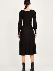 Monsoon Midikleid mit Plisseedesign, Schwarz - Bild 2 von 4