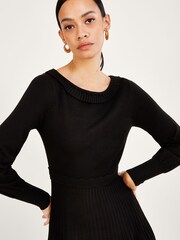 Monsoon Midikleid mit Plisseedesign, Schwarz - Bild 3 von 4