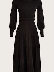Monsoon Midikleid mit Plisseedesign, Schwarz - Bild 4 von 4