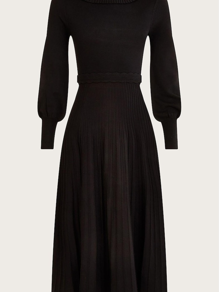 Monsoon Midikleid mit Plisseedesign, Schwarz - Bild 4 von 4