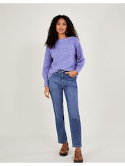 Monsoon Blue Supersoft Patch Stitch Tunic Jumper - Image 1 of 4