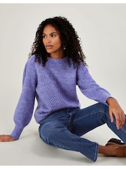 Monsoon Blue Supersoft Patch Stitch Tunic Jumper - Image 3 of 4