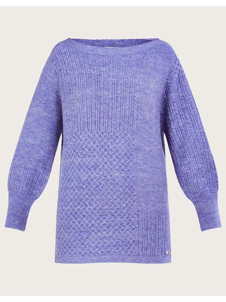 Monsoon Blue Supersoft Patch Stitch Tunic Jumper - Image 4 of 4