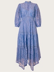 Monsoon Blue Rhea Lace Hanky Hem Shirt Dress - Image 4 of 4