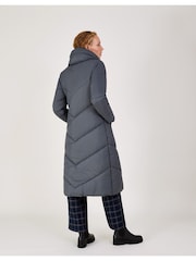 Monsoon Grey Longline Clara Padded Recycled Polyester Maxi Coat - Image 2 of 4