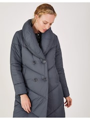 Monsoon Grey Longline Clara Padded Recycled Polyester Maxi Coat - Image 3 of 4