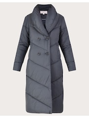 Monsoon Grey Longline Clara Padded Recycled Polyester Maxi Coat - Image 4 of 4