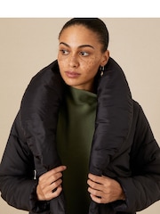 Monsoon Black Longline Clara Padded Recycled Polyester Maxi Coat - Image 3 of 4