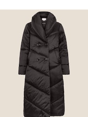 Monsoon Black Longline Clara Padded Recycled Polyester Maxi Coat - Image 4 of 4