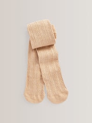 Neutral Honey Cotton Rich Cable Tights - Image 1 of 1