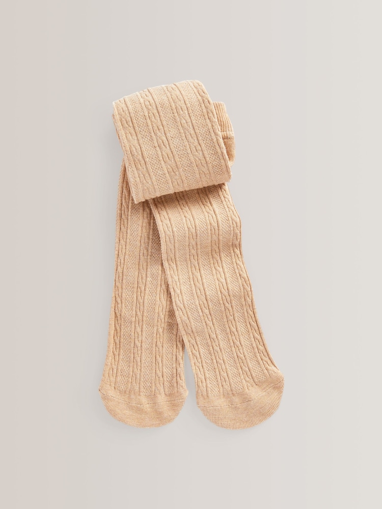 Neutral Honey Cotton Rich Cable Tights - Image 1 of 1
