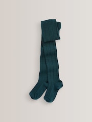 Forest Green Cotton Rich Cable Tights - Image 1 of 1