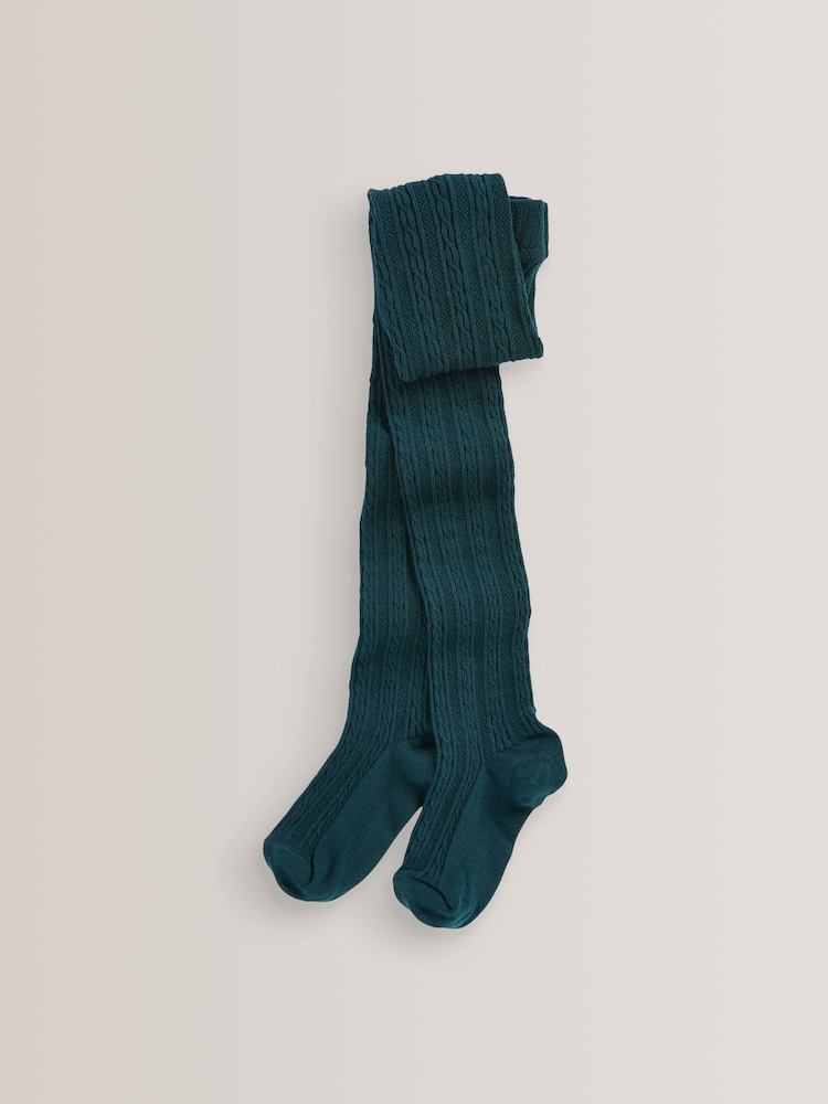 Forest Green Cotton Rich Cable Tights - Image 1 of 1