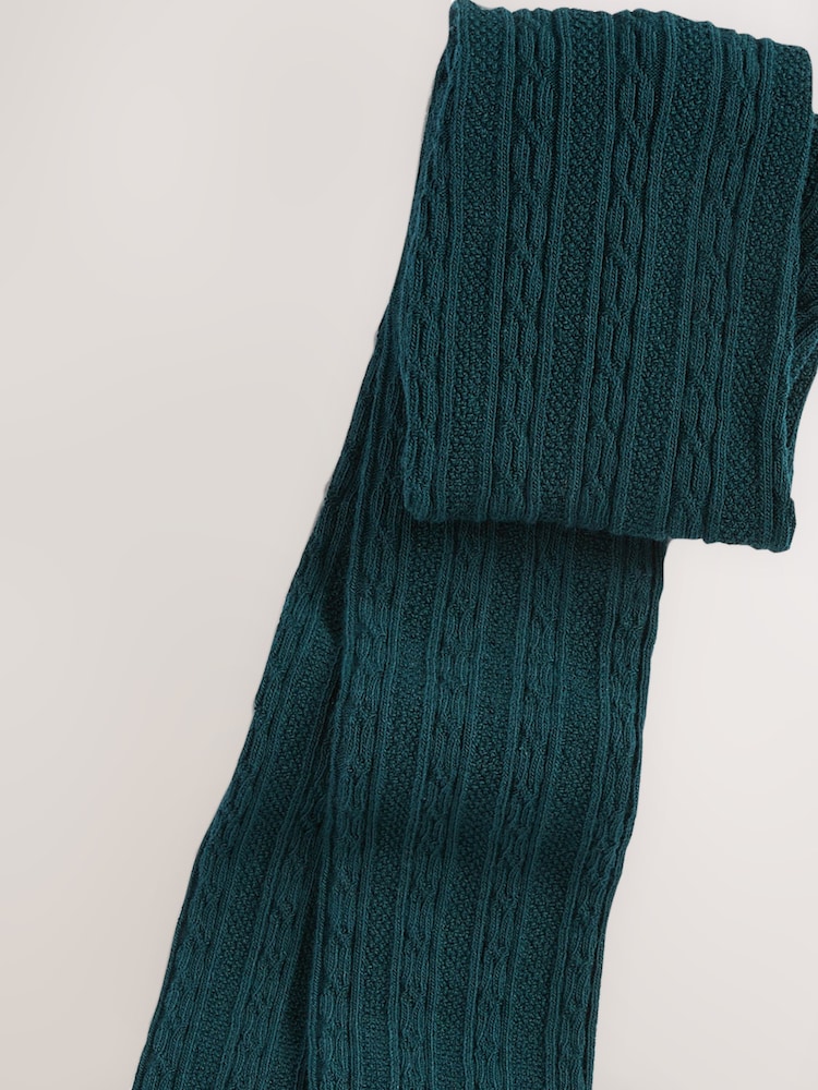 Forest Green Regular Length Cotton Rich Cable Tights - Image 2 of 3