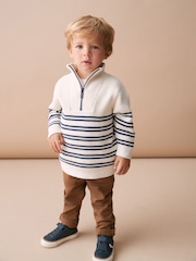 Ecru Cream Knitted Quarter Zip Jumper (3mths-7yrs) - Image 2 of 6