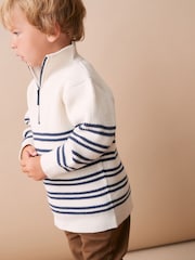 Ecru Cream Knitted Quarter Zip Jumper (3mths-7yrs) - Image 3 of 6