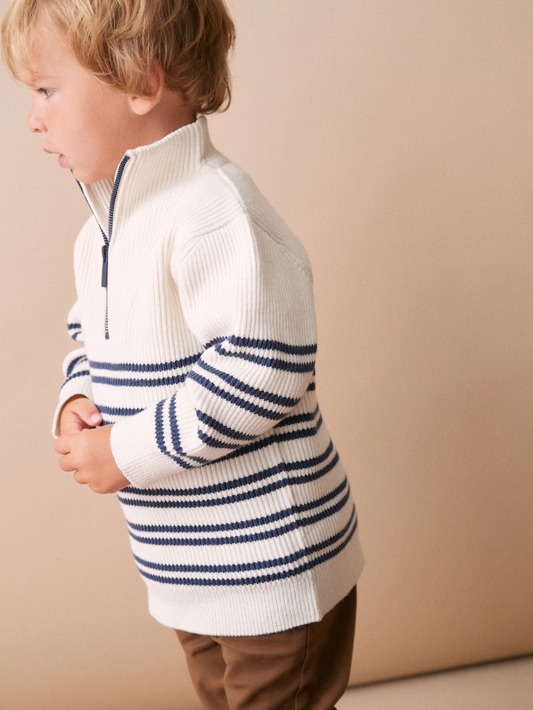 Ecru Cream Knitted Quarter Zip Jumper (3mths-7yrs) - Image 3 of 6
