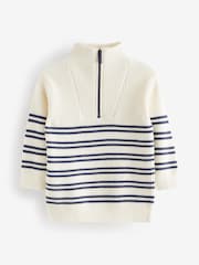 Ecru Cream Knitted Quarter Zip Jumper (3mths-7yrs) - Image 4 of 6