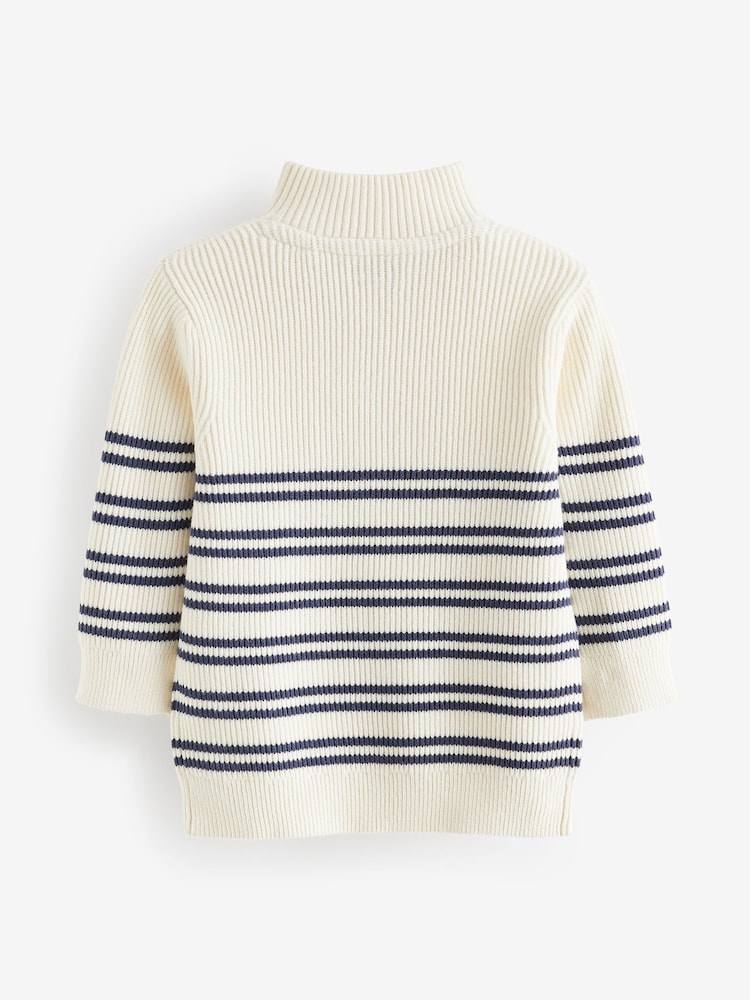 Ecru Cream Knitted Quarter Zip Jumper (3mths-7yrs) - Image 5 of 6