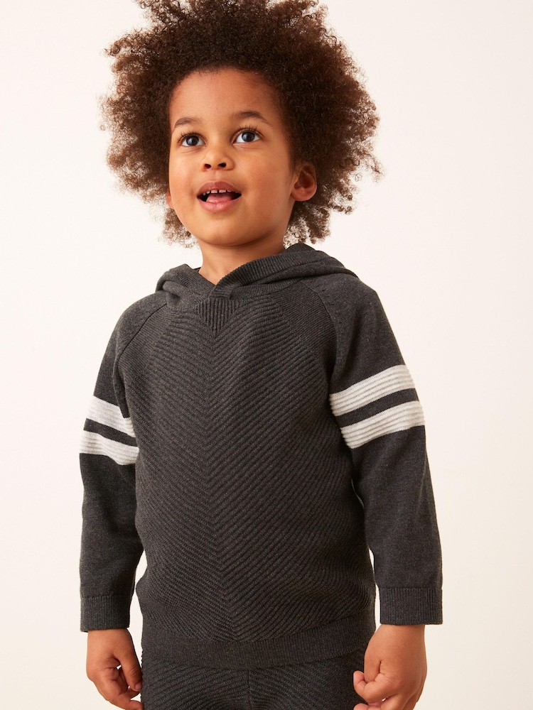Charcoal Grey Knitted Textured Hoodie and Joggers Set (3mths-7yrs) - Image 2 of 8