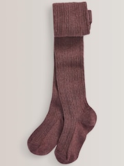 Brown/Berry/Pink 3 Pack Cotton Rich Cable Tights - Image 2 of 4