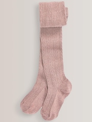 Brown/Berry/Pink 3 Pack Cotton Rich Cable Tights - Image 4 of 4