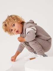 Taupe Brown Knitted Textured Hoodie and Joggers Set (3mths-7yrs) - Image 2 of 8