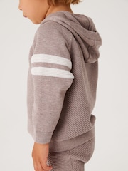Taupe Brown Knitted Textured Hoodie and Joggers Set (3mths-7yrs) - Image 5 of 8