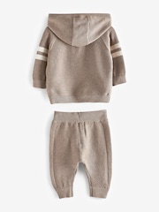 Taupe Brown Knitted Textured Hoodie and Joggers Set (3mths-7yrs) - Image 7 of 8