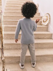 Minerals Blue Long Sleeve Zip Neck Textured Polo Shirt (3mths-7yrs) - Image 3 of 7